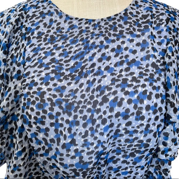 EXPRESS Leopard Print Tiered Ruffle Sleeve Peplum Top - Picture 5 of 10